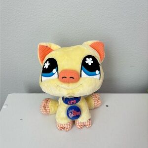 Vintage 2007 Littlest pet shop yellow pig plush NEW WITH TAG